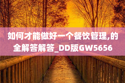 如何才能做好一个餐饮管理,的全解答解答_DD版GW5656