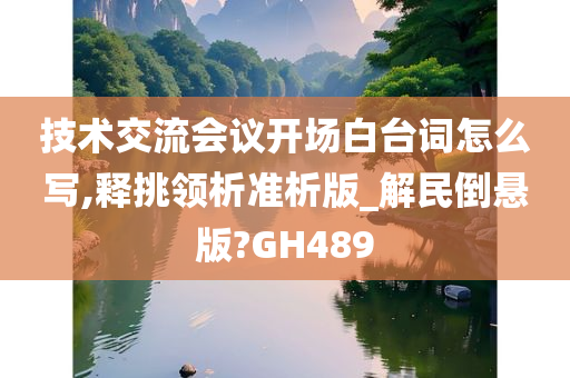 技术交流会议开场白台词怎么写,释挑领析准析版_解民倒悬版?GH489