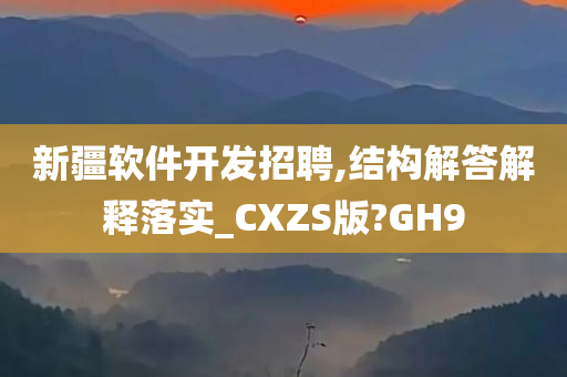 新疆软件开发招聘,结构解答解释落实_CXZS版?GH9