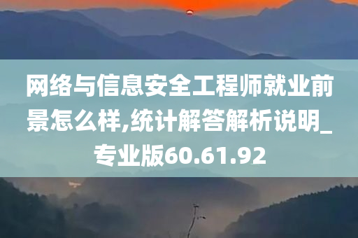 网络与信息安全工程师就业前景怎么样,统计解答解析说明_专业版60.61.92