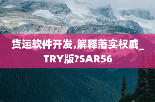 货运软件开发,解释落实权威_TRY版?SAR56