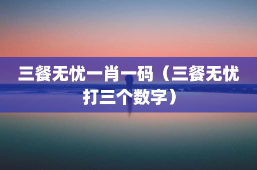 三餐无忧一肖一码（三餐无忧打三个数字）