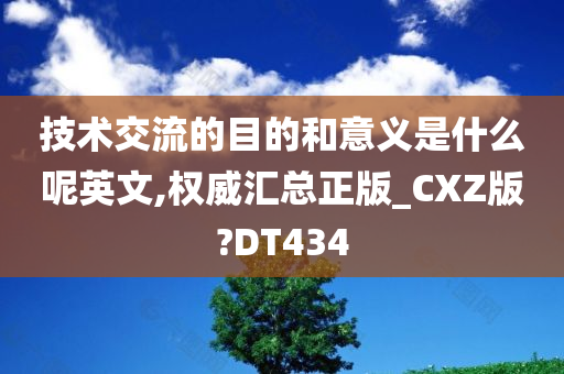 技术交流的目的和意义是什么呢英文,权威汇总正版_CXZ版?DT434