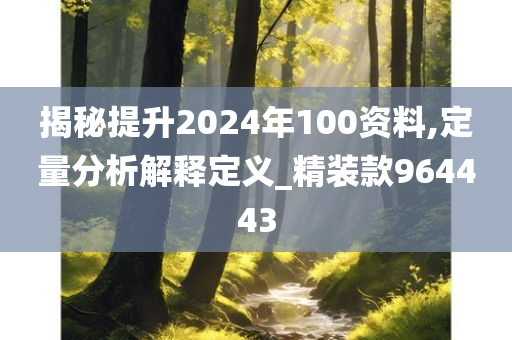 揭秘提升2024年100资料,定量分析解释定义_精装款964443