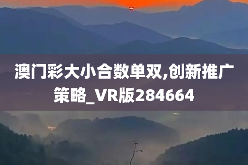 澳门彩大小合数单双,创新推广策略_VR版284664