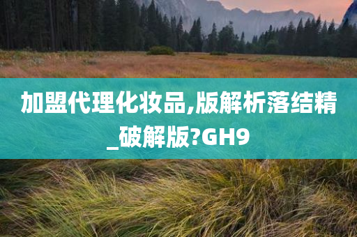 加盟代理化妆品,版解析落结精_破解版?GH9